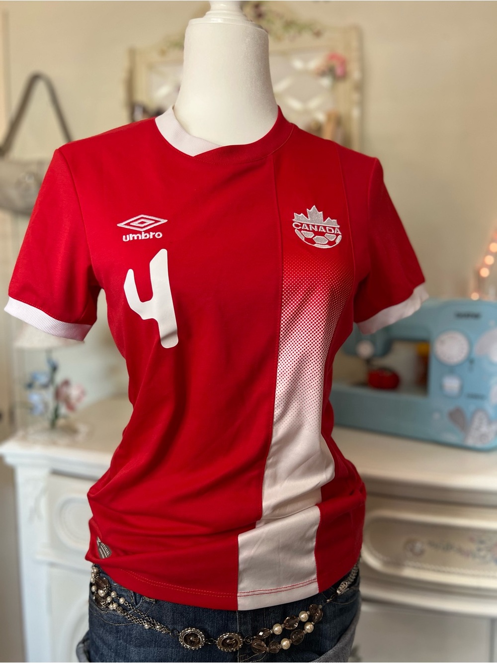Umbro Red and White Canada Soccer Jersey - Kids